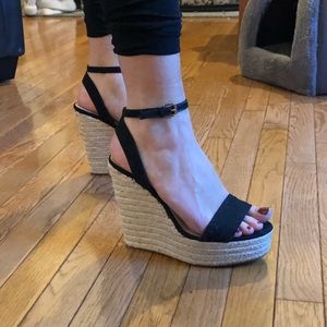 Forever 21 Black Platform Espadrille Wedges